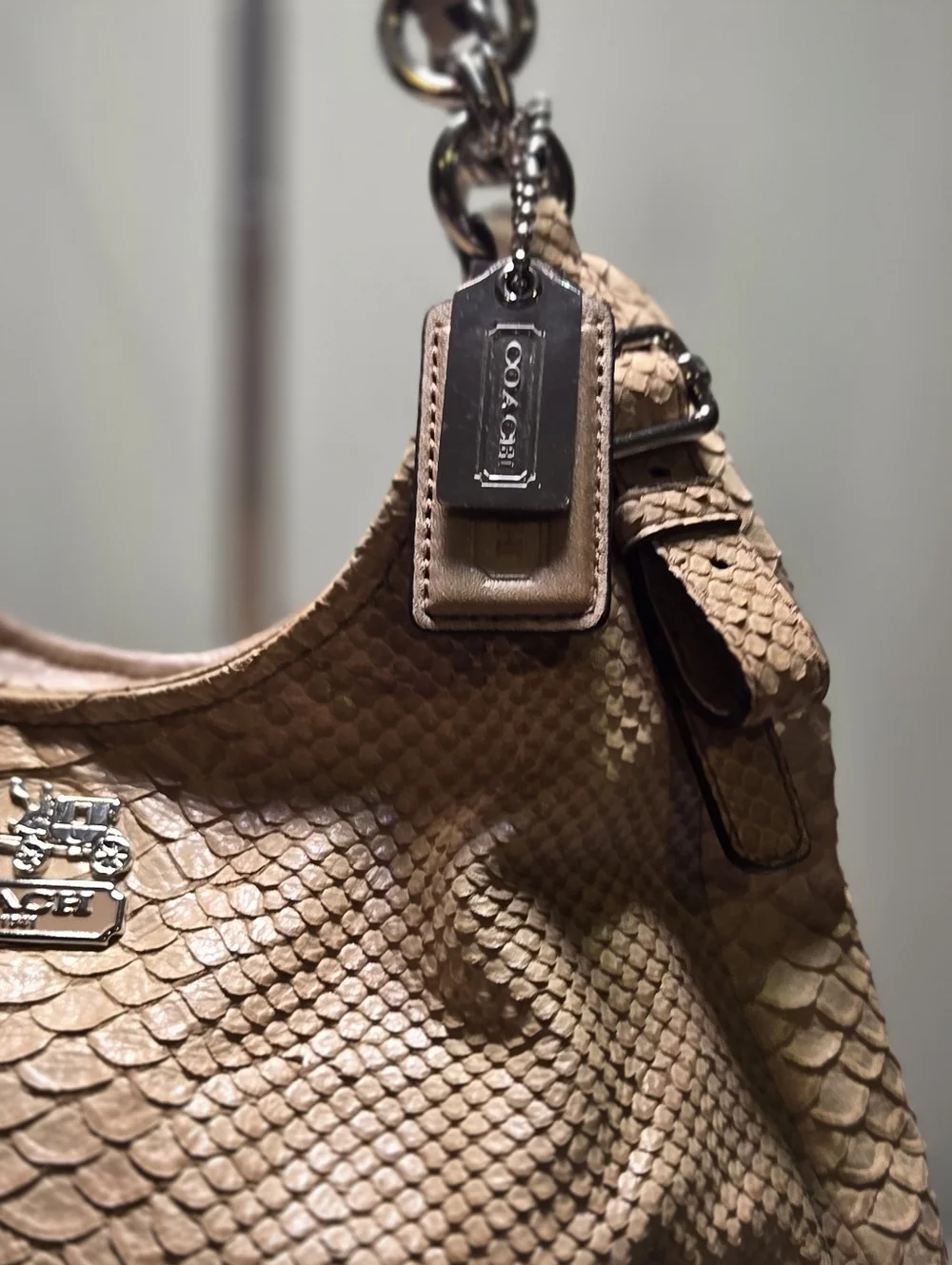 Coach Luxe Python Snakeskin Embossed Leather Maggie Madison Hobo Bag NEW • Rare - Picture 3 of 16
